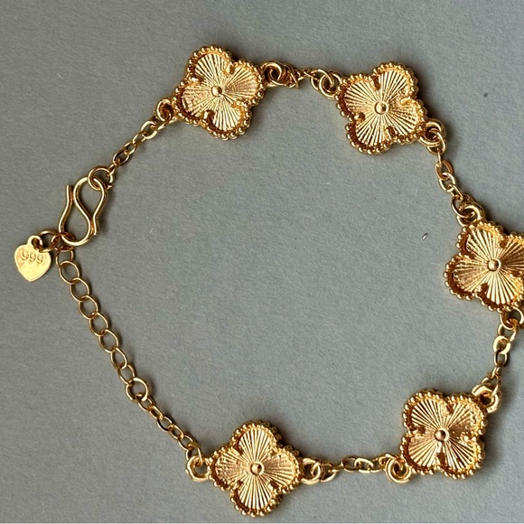 Gold-Tone Bangle Bracelet Lot – Kainier 14K RGP & Clover 999 Stamped - Grab Bag - Picture 3 of 7